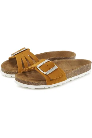 ELBSAND Sandale Pantolette Mule, offener Schuh aus Leder mit weichem Komfortkorkfußbett