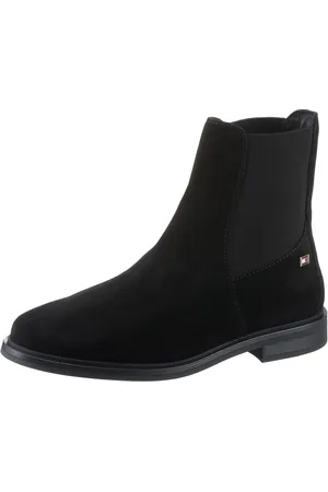 Tommy Hilfiger FLAG SUEDE LOW CHELSEA Chelseaboots, Blockabsatz, Businessschuh, Stiefelette mit seitlicher Logoflag