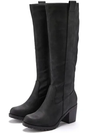 Lascana Weitschaftstiefel Stiefel, Stiefelette, langer Stiefel, Blockabsatz, Cowboy Stil VEGAN