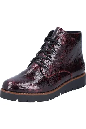 Rieker Plateaustiefelette, Schnürstiefelette, Keilboots mit Anziehschlaufe in glänzendem Look