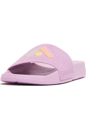 FitFlop IQUSHION ARROW KNIT SLIDES Pantolette, Keilabsatz, Sommerschuh, Schlappen mit Logo auf der Bandage