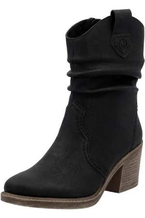 Rieker Westernstiefelette, Cowboystiefelette, Boots, Blockabsatz, mit gerafftem slouchy Schaft