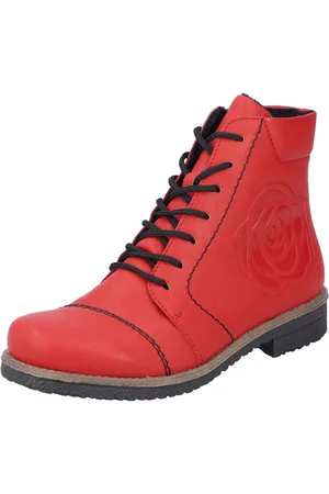 Rieker Schnürstiefelette, Schnürboots, Reißverschluss-Stiefelette, Blockabsatz, Rosenmuster