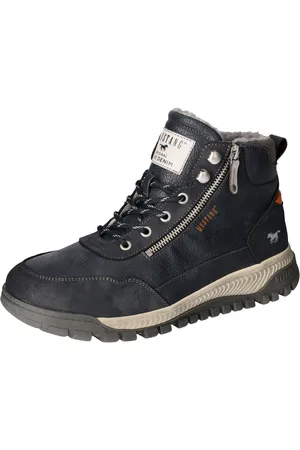 Mustang Winterboots, Keilabsatz, Schnürboots, Stiefelette mit Zierreißverschluss außen