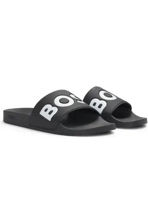 HUGO BOSS Aryeh Slid Badepantolette, Poolslides, Schlappen, Strandschuh, Sommerschuh mit Logoschriftzug