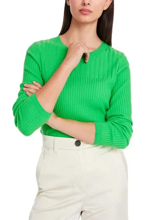 Marc Cain Strickpullover "Happy Classics" Premium Damenmode Körpernaher Sweater "Rethink Together"