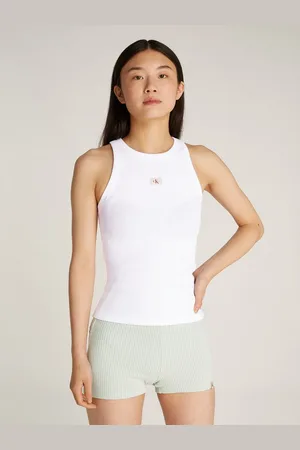 Calvin Klein Tanktop WOVEN LABEL RIB TANK TOP mit Logo