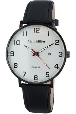 Alain Miller Quarzuhr 2900260 Herrenuhr mit Band aus Lederimitat, schwarz - Verkäufer: Shaghafi GmbH