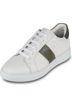 Brecos Leder Sneaker in weiß mit grünen Applikationen, handgefertigt Sneaker Handgefertigt in Italien - Verkäufer: SISENTO - Italienische Schuhe