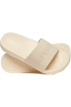 Superdry Damen Bade-Sandalen LOGO VEGAN POOL SLIDE Rice White Badesandale - Verkäufer: Fashioncode