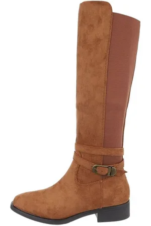 Ital-Design Damen Cowboyboots Western Westernstiefel (85080957) Blockabsatz Flache Stiefel in Camel - Verkäufer: