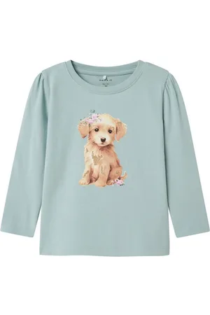 NAME IT Langarmshirt Fotoprint Longsleeve Glitzer Hunde Motiv NMFRAMONI LS TOP BOX - Verkäufer: ARIZONAS