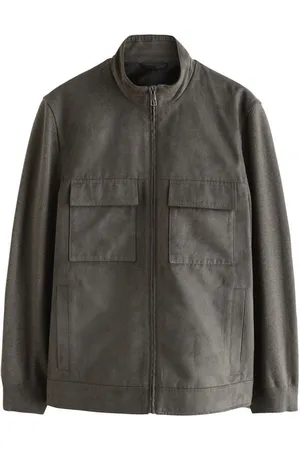 Next Kurzmantel Jacke aus Velourskunstleder mit gestrickten Ärmeln (1-tlg) - Verkäufer: Germany GmbH