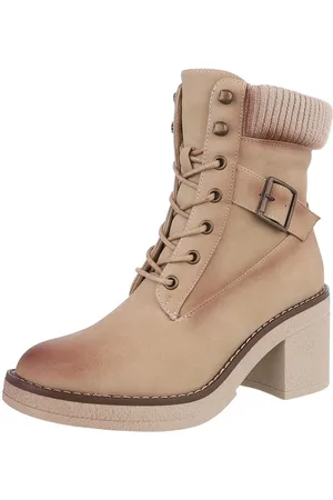 Ital-Design Damen Schnürschuhe Freizeit Schnürstiefelette (88519545) Blockabsatz Stiefeletten in Hellbraun - Verkäufer: