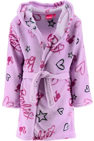Barbie Kinderbademantel Mädchen Kinder Hausmantel Bademantel mit Kapuze, langarm, Polyester, Kapuze, Gürtel, Gr. 104 bis 140 - Verkäufer: WS-Trend