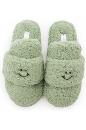 Lara Lauren Warme Kuschelslipper Plüsch Hausschuhe gemütliche Pantoletten mit Smiley-Stitching - Verkäufer: Lililove Geschenkset