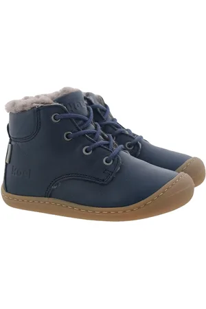 Koel Barfußschuhe Lauflernschuh Stiefel Bill Bio Leder Lammfell Blau Schnürstiefelette - Verkäufer: Alex und Elis Kinderschuhe