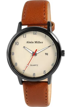 Alain Miller Quarzuhr 2900267 Herrenuhr mit Band aus Lederimitat, braun - Verkäufer: Shaghafi GmbH