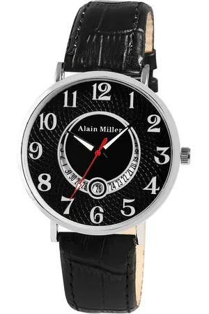 Alain Miller Quarzuhr 2900259 Alian Miller Herrenuhr mit Band aus Lederimitat, schwarz - Verkäufer: Shaghafi GmbH