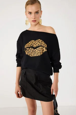 No Matter What Apparel Sweatshirt Leopardenmuster Lippenabdruck Sweatshirt - Verkäufer: MegaMerchant