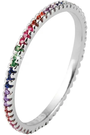 Akzent Silberring Rena 925 Echt Silber rhodiniert, mit buntem Zirkoniabesatz, Ř 54 (Einzeln), Damen Ring - Verkäufer: Shaghafi GmbH