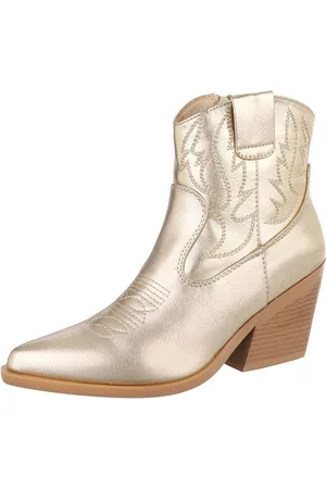 Ital-Design Damen Cowboyboots Western Westernstiefelette (88671881) Blockabsatz Stiefeletten in Gold - Verkäufer: