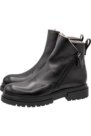 Momino Stiefel 4260 Damen Winterstiefel Lammfell Leder Schwarz Schnürstiefelette - Verkäufer: Alex und Elis Kinderschuhe