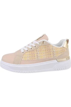 Ital-Design Damen Low-Top Freizeit Sneaker Keilabsatz/Wedge Sneakers Low in Beige - Verkäufer: