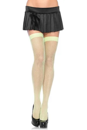 Leg Avenue Overknees Klassische Netzstrümpfe neongrün Unverzichtbares Accessoire für Damen, vielseitig kombinierbares Kost - Verkäufer: MASKWORLD