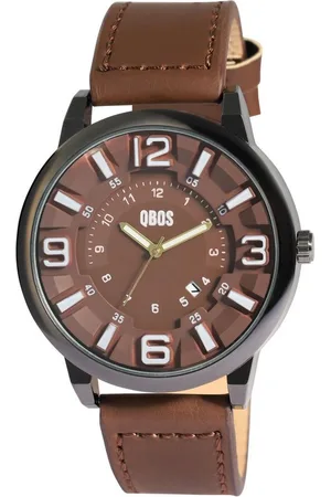 QBOS Quarzuhr 2900251 Herrenuhr mit Lederimitationsband, braun - Verkäufer: Shaghafi GmbH