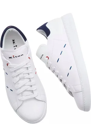 Kiton Top-Stitched Leder Ciro Paone Sneakers Sneaker Branding auf der Zunge, Fersenkappe aus weichem Wildleder - Verkäufer: eldigo