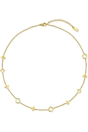 Karma Edelstahlkette Damenhalskette Klee Gold 43 cm Edelstahl (Kette modern Kleeblatt Edelstahlhalskette), Halskette Damen Kette Damenschmuck - Verkäufer: Sanixa