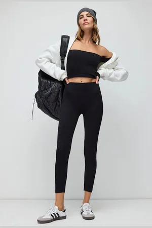 No Matter What Apparel Leggings Schwarze High-Waist Stretch-Stoff Nahtlose Sportleggings - Verkäufer: MegaMerchant