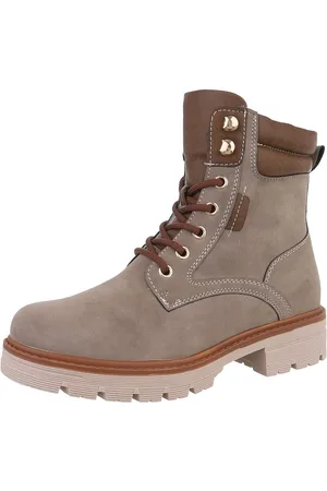 Ital-Design Damen Schnürschuhe Freizeit Stiefelette (87740250) Blockabsatz Schnürstiefeletten in Hellbraun - Verkäufer: