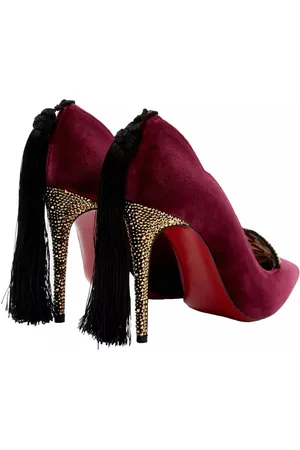Christian Louboutin Schuhe Pumps Hot Chick Kiss Tasselled Samt Gold High Heels High-Heel-Pumps Kristallen verzierte Lippen an der spitzen Zehenpartie - Verkäufer: eldigo