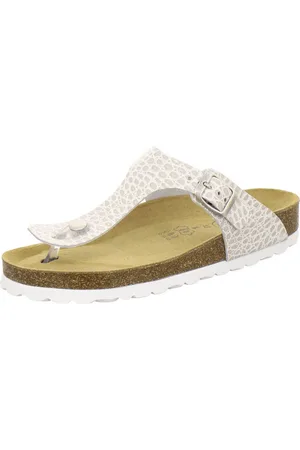 Afs 210716 Zehentrenner Pantolette für Damen mit Fußbett, bequeme Sandalen aus Leder - Verkäufer: