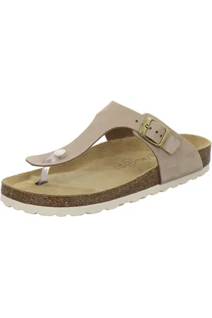 Afs 210712 Zehentrenner Pantolette für Damen mit Fußbett, bequeme Sandalen aus Leder - Verkäufer:
