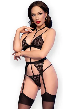 Chilirose Set: Bügel-BH Strapse-Set in mit Strümpfen - Verkäufer: Andalous Dessous
