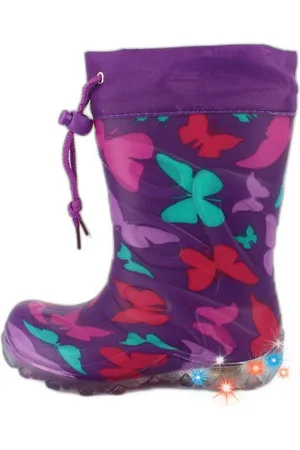 Beck Blinkender Regenstiefel Butterfly mit Warmfutter Gummistiefel (für warme Füße bei Nässe und Kälte) wasserdicht, sehr kuscheliges Warmfutter - Verkäufer: