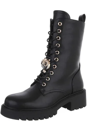 Ital-Design Damen Schnürschuhe Freizeit Schnürstiefelette (87118121) Blockabsatz Plateaustiefeletten in - Verkäufer: