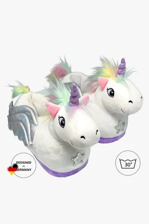 Close Up Pegasus Kinder Hausschuhe SLOFFIES One Size Kids Einhorn Plüsch Hausschuhe - Verkäufer: