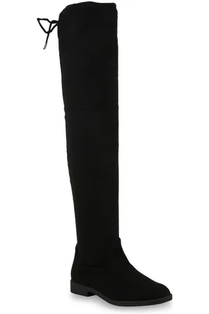 VAN HILL 825731 Overkneestiefel mit einem feinen Holzoptikabsatz in hochwertiger Wildlederoptik - Verkäufer: Primis Fashion