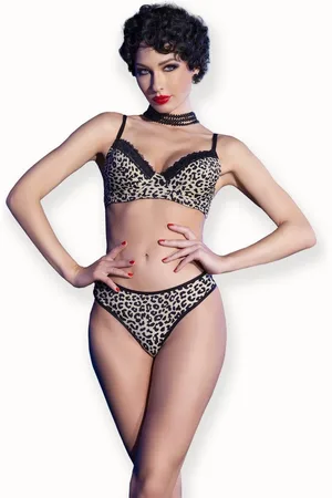 Chilirose Set: Bügel-BH Leopard-Set mit BH und String - Verkäufer: Andalous Dessous