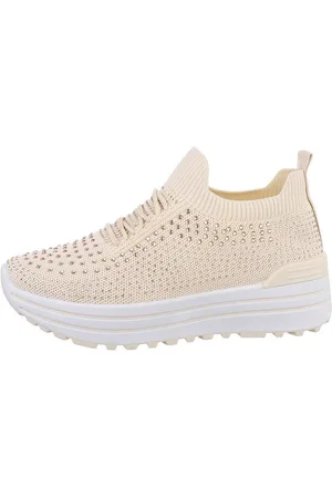 Ital-Design Damen Low-Top Freizeit Sneaker (85878105) Flach Sneakers Low in Beige - Verkäufer: