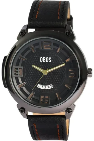 QBOS Quarzuhr 2900252 Herrenuhr mit Lederimitationsband, schwarz/ weiß - Verkäufer: Shaghafi GmbH