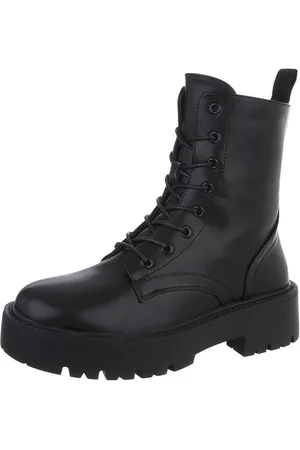 Ital-Design Damen Schnürschuhe Freizeit Schnürstiefelette (87124796) Blockabsatz Plateaustiefeletten in - Verkäufer: