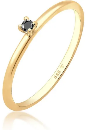 Elli DIAMONDS Diamantring Solitär Diamant Schwarz Brillantschliff (0.003 ct) 585 Gelbgold - Verkäufer: JULIE & GRACE GmbH