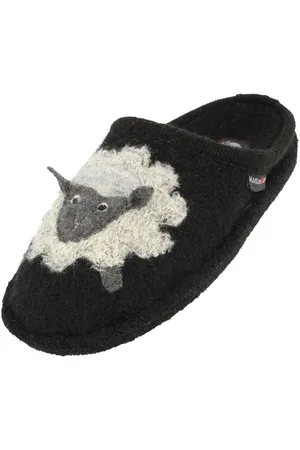 Haflinger Flair Lamby Pantoffeln aus gewalkter Wolle mit Lammmotiv Unisex Hausschuh - Verkäufer: Natural Slipper