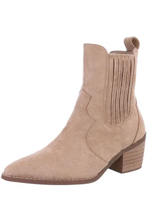 Ital-Design Damen Cowboyboots Freizeit Westernstiefelette (87531814) Blockabsatz Stiefeletten in Hellbraun - Verkäufer: