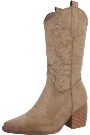 Ital-Design Damen Cowboyboots Western Westernstiefel (87379014) Blockabsatz Stiefel in Hellbraun - Verkäufer: